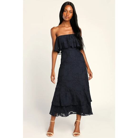 Lulus Love You So Truly Dress Burnout Floral Strapless Midi White NWT Size XS - Picture 11 of 13